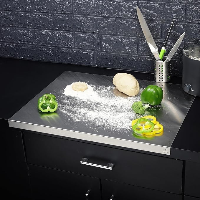 Stainless Steel 304 Chopping Board with Lip for Kitchen | For Cutting Vegetables, Meat,Fish,Fruits | Medium