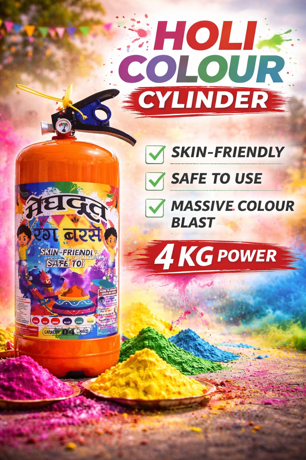 Holi Cylinder | Gulal Cylinder | Gulal Cylinder