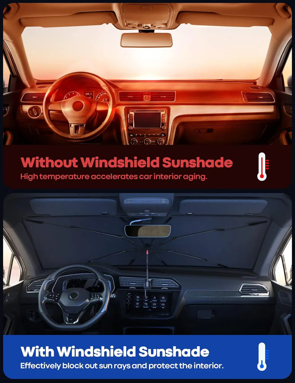 Car Windshield Sun Shade Umbrella | UV Protection Heat Blocker for Cars